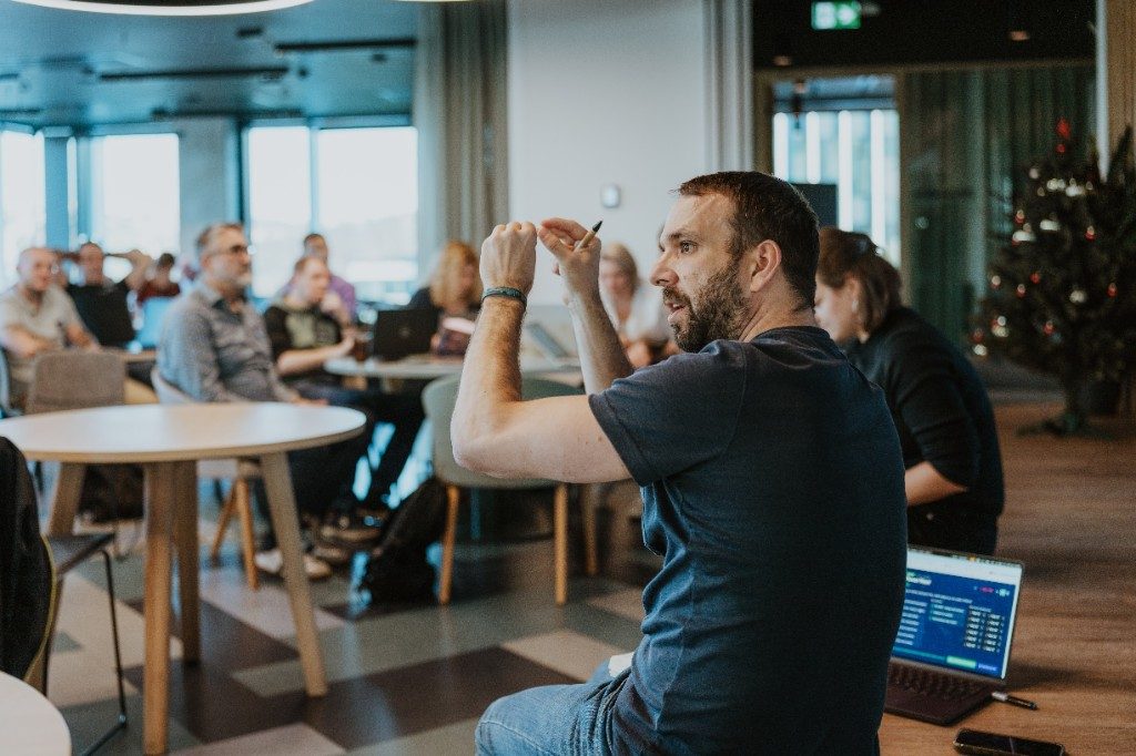 Filip Drimalka in a live session with program participants